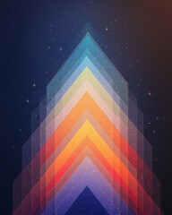 Fototapete - An intricate abstract radiating light pattern with layered red and blue beams creating depth and complexity in the composition,