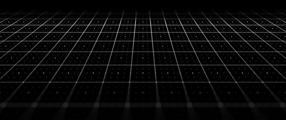 Fototapete - Abstract Digital Technology or Science Background. Blue Perspective Grid with Light Effects. Vector for Your Graphic Design.
