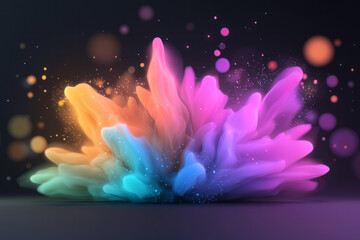 Fototapete - A vibrant explosion of colorful light particles radiating outward in a dark, abstract space, creating a dynamic and energetic visual effect,