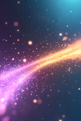 Poster - A futuristic abstract explosion of neon-colored light particles dispersing through a starry space environment,