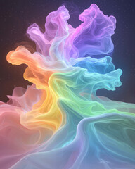 Fototapete - An enchanting abstract artwork with colorful light particles bursting from the center, creating a mesmerizing pattern in space,