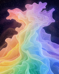 Aufkleber - An enchanting abstract artwork with colorful light particles bursting from the center, creating a mesmerizing pattern in space,