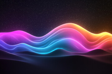 Leinwandbilder - A captivating abstract composition with a colorful explosion of light particles creating waves and ripples in an empty space,