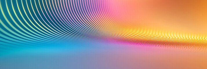 Poster - A mesmerizing digital pixel pattern showcasing radiant circular gradients with a spectrum of neon colors, evoking energy and movement,