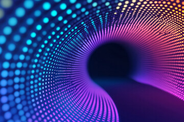 Poster - An intricate digital pixel pattern featuring radiant circular gradients in a variety of neon colors, creating a vibrant and lively atmosphere,