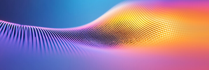 Poster - A stunning digital artwork with colorful pixels forming radiant circular gradients in neon yellow and purple, highlighting brightness and contrast,