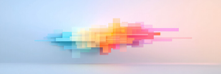 Poster - A dynamic digital pixel design with colorful radial gradients in neon shades, creating a sense of movement and vibrancy,