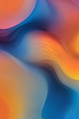Poster - An elegant digital pixel pattern featuring smooth radiant circular gradients in a blend of neon orange and blue tones, enhancing visual harmony,