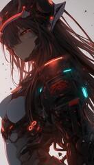 Wall Mural - Anime Girl In Futuristic Red And Black Armor