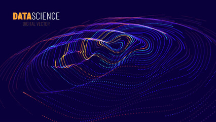 Aufkleber - Digital Wave Circle Audio Lines Grid Big Data Background. Spreading Sound Waves Circles. Visual Data. Futuristic Circular Sound Wave. Big Data Visualization. 3D Virtual Space VR Cyberspace. Vector.