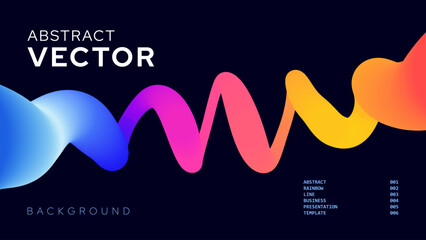 Leinwandbilder - Abstract Background with Multicolored 3D Ribbon Line. Wavy Geometric Shape Creative Design for Poster, Banner, Presentation, Flyer, Brochure. Dynamic Art Vector Illustration.