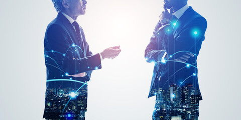 Poster - business, network, transaction, negotiation, connection, customer, service, dx, digital transformation, future, city, society, businessman, businessperson, people, multinational, japanese, asian, man,