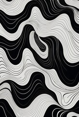 Poster - Abstract Black and White Wavy Line Pattern Design