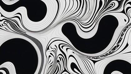 Poster - Abstract Black And White Swirling Lines Pattern
