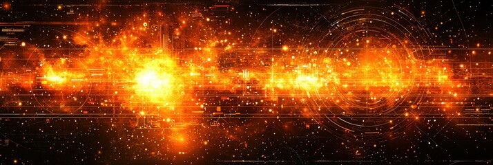 Poster - Abstract Digital Orange Network Energy Explosion