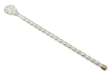 Twisted silver cocktail stirrer isolated with transparent background