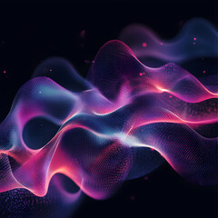 Poster - Abstract Flow: A mesmerizing digital artwork depicting vibrant pink and blue waves flowing across a dark background, creating a sense of movement and energy.