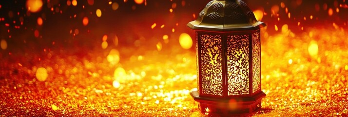 Wall Mural - elegant lantern illuminating a cozy ambiance with warm glowing bokeh lights: a perfect addition to y