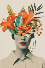 Wall Mural - Surreal floral head portrait