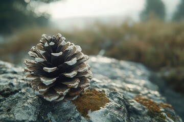 Poster - Pine cone collection on soft backdrop for enhanced focus and clarity