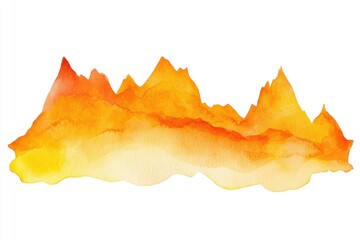 Poster - Watercolor peaks in orange and yellow hues with soft gradients on a white background, perfect for banners, invitations, or artistic designs in creative projects