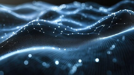 Poster - Abstract Blue Digital Wave Data Visualization