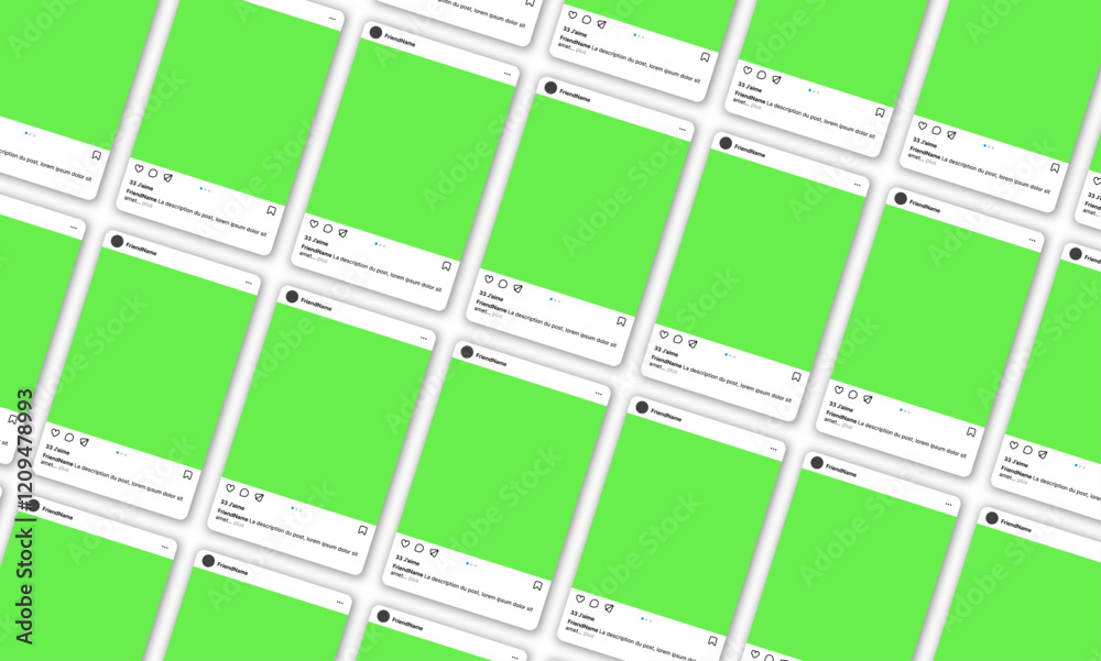 Instagram Comm Instagram social network app UI interface mockup design. Modern social ...