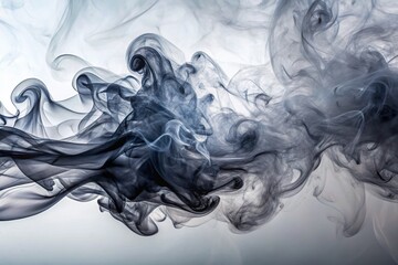 Poster - Abstract Gray Smoke Silhouette on White Background - Ethereal Photographic Art