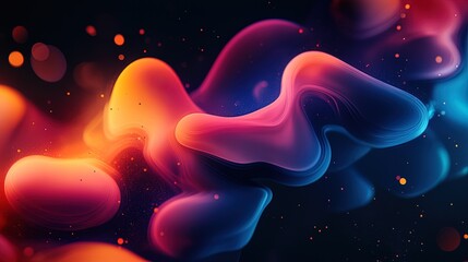 abstract colorful shapes floating in a dark background, vibrant and modern