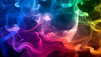 Leinwandbilder - Colorful smoke swirls in vibrant shades of blue, pink, green, and yellow, creating mesmerizing abstract background fluid movement evokes sense of energy and creativity.