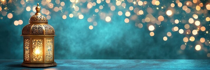 Wall Mural - captivating vintage lantern illuminating a sparkling background for festive and celebratory themes