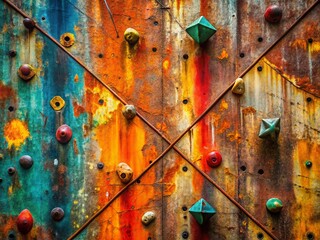 Poster - Abstract Rusty Metal Climbing Wall Stock Market Finance Background - Left Copy Space