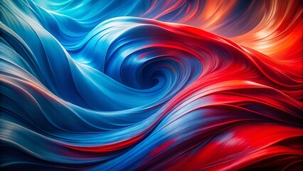 Poster - Abstract Swirling Red and Blue Energy Wave - Minimalist Ice Design