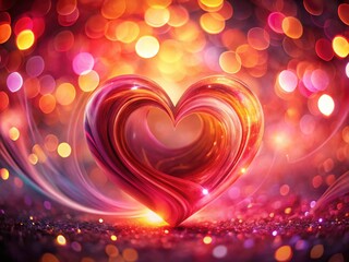 Poster - Abstract Valentine's Day Heart Portrait:  Romantic Red and Pink Swirls