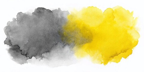 Poster - Abstract Watercolor Grey Yellow Stain Background Texture - Isolated Art Design Element