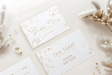 spa salon logo mockup and business card template, elegant minimalist design. generative ai.