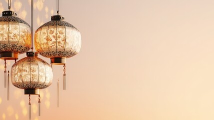 Canvas Print - elegant chinese lanterns floating in a serene sunset sky: a perfect visual for chinese new year