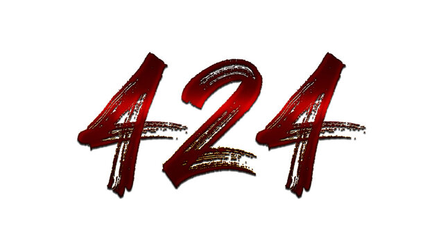 3D blood red number design of 424 on white background.