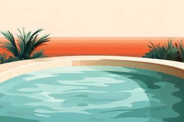 Canvas Print - swimming pool tranquility relaxation sunlight