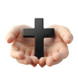 © Tohamina - Black cross held in gentle hands faith hope religion spirituality peace offering
