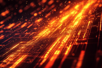 Poster - Blue digital binary data on computer screen background