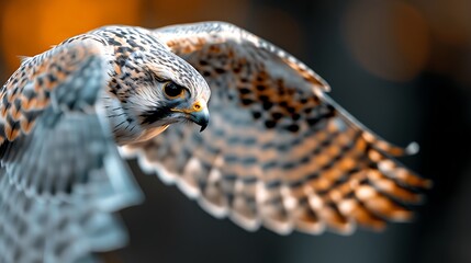 Wall Mural - Falcon in flight, blurred background, wildlife photography, nature image