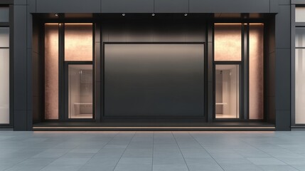 Poster - modern minimalist retail storefront with empty display space