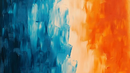 Wall Mural - Colorful abstract painting, blue and orange art, vibrant brush strokes, artistic wall décor, modern art piece, bold color blend