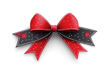 Wall Mural - red and black bow with white dots creating festive atmosphere