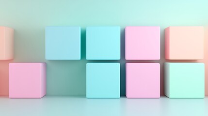 Wall Mural - Colorful Cubes Against a Pastel Background for Modern Design and Creative Projects