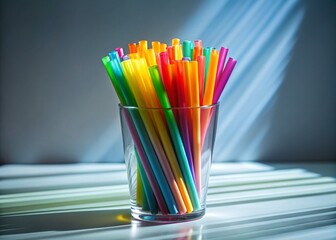 Poster - Architectural Photography:  Straws in Glass Tumbler, Minimalist Still Life