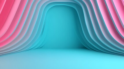 Poster - vibrant abstract background with curved layers in pink and blue tones for creative designs and displ