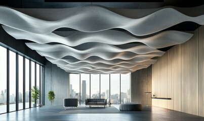 Wall Mural - Wavy ceiling design in a modern urban room.