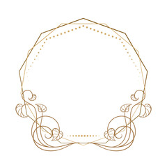 Wall Mural - vector polygonal vintage style floral frame with ivy leaves decoration.